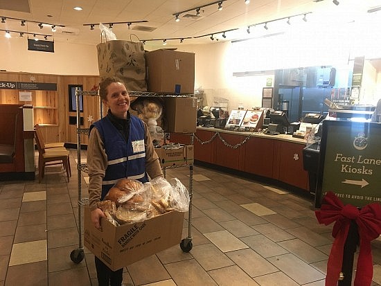 Ashley H. the first night of bread pickup for Mercy Pedalers, Sunday December 2, 2018.