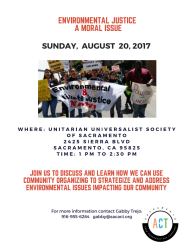 Environmental Justice - A Moral Issue @ UUSS Sunday August 20, 1:00 - 2:30 p.m.