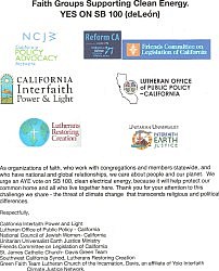 Interfaith Climate Change Action - Today Faith Groups Support SB 100!
