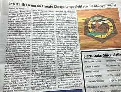 Nice article about our October 8 Interfaith Climate Forum in today's Arden- Carmichael News!