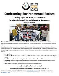UUSS and Sacramento ACT present "Confronting Environmental Racism" @ UUSS Sunday April 29 @ 1:00 - 4:00 p.m.