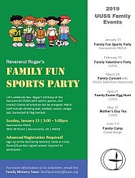 Rev. Roger’s Family Fun Sports Party – Sunday, Jan. 13, 2019