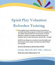 Spirit Play Volunteer Refresher Training, March 24!