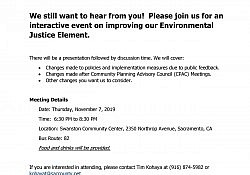Flyer for Nov 7 EJ Element Outreach Meeting