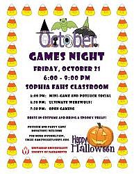 Halloween-Themed Games Night! Fri. 10/21 @ 6 PM